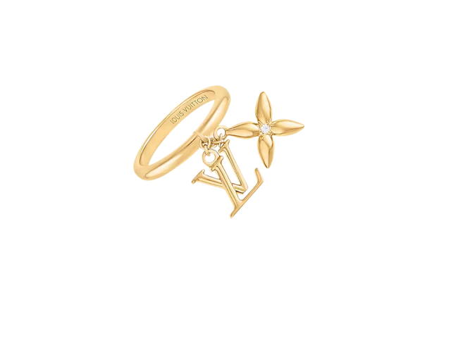 Louis Vuitton Louis Vuitton Louisette Signature Ring In Metal with gold-color finish With Monogram Flower signatures - view 2