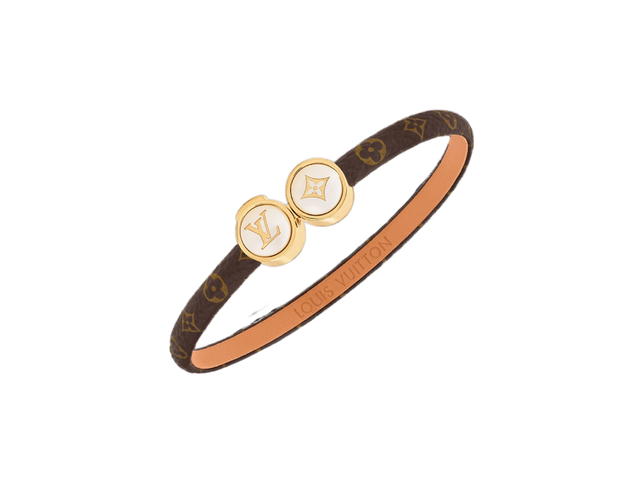 Louis Vuitton Louis Vuitton LV Blooming Bracelet In Monogram Coated Canvas-LV Circle Charm Metal With Gold-Color Finish - view 2