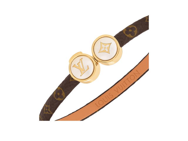 Louis Vuitton Louis Vuitton LV Blooming Bracelet In Monogram Coated Canvas-LV Circle Charm Metal With Gold-Color Finish - view 3