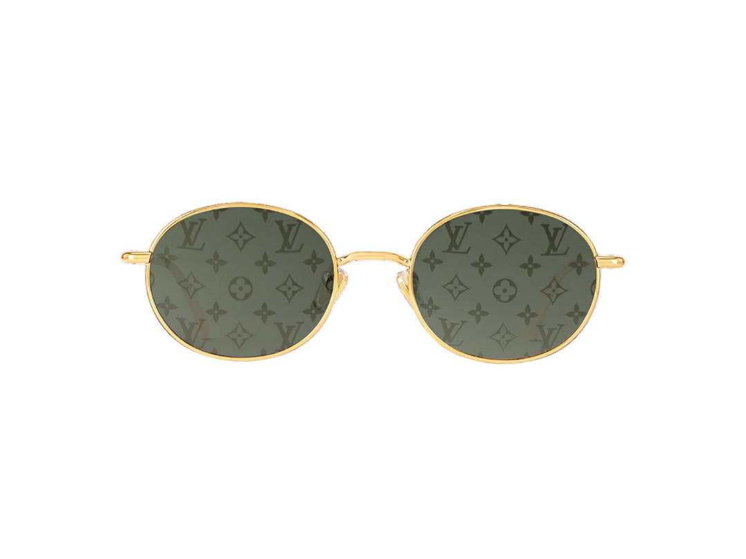 Louis Vuitton Louis Vuitton LV Bright Round Sunglasses In Gold Metal Frame With Silver Monogram Lens