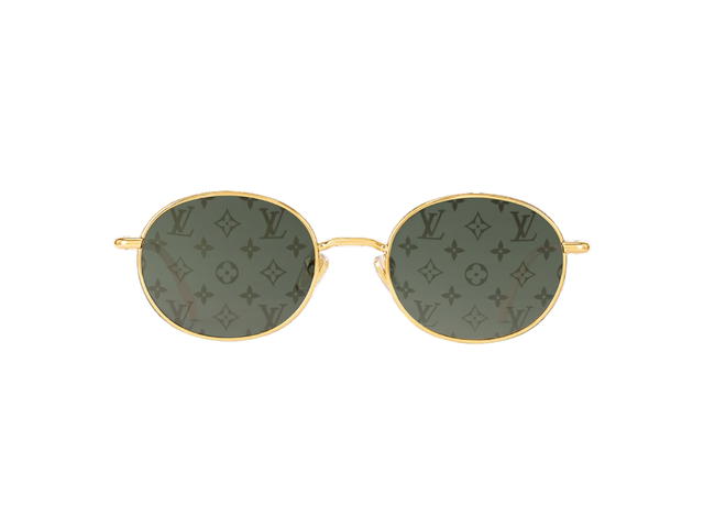 Louis Vuitton Louis Vuitton LV Bright Round Sunglasses In Gold Metal Frame With Silver Monogram Lens - view 1