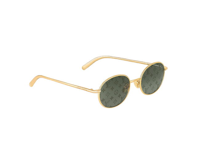 Louis Vuitton Louis Vuitton LV Bright Round Sunglasses In Gold Metal Frame With Silver Monogram Lens - view 2