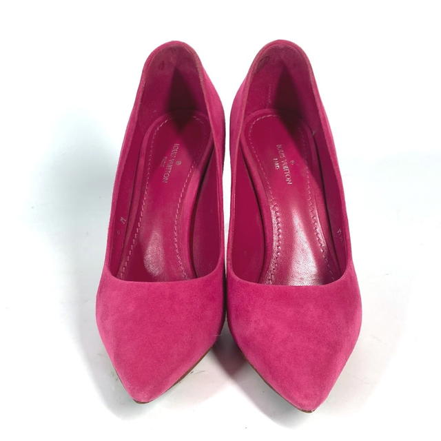 Louis Vuitton LOUIS VUITTON LV circle logo High heels Shoes shoes heel pumps suede pink - view 3