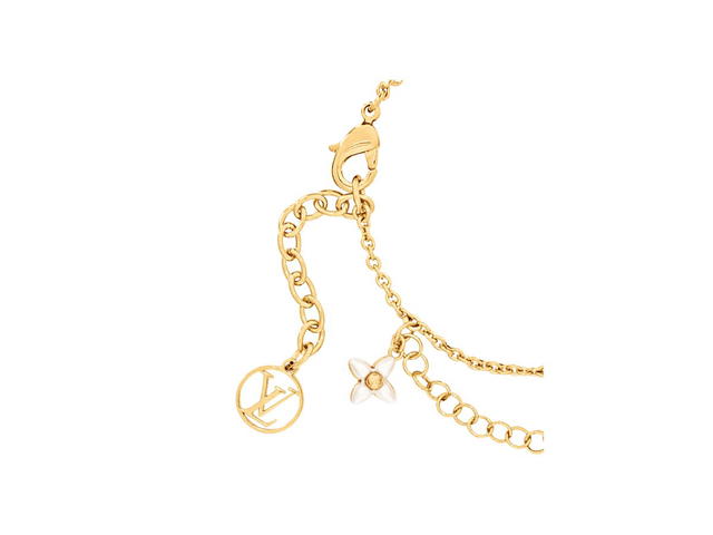 Louis Vuitton Louis Vuitton Floragram Bracelet In Metal With Gold-Color Finish And White Resin Beads Monogram Flowers - view 2