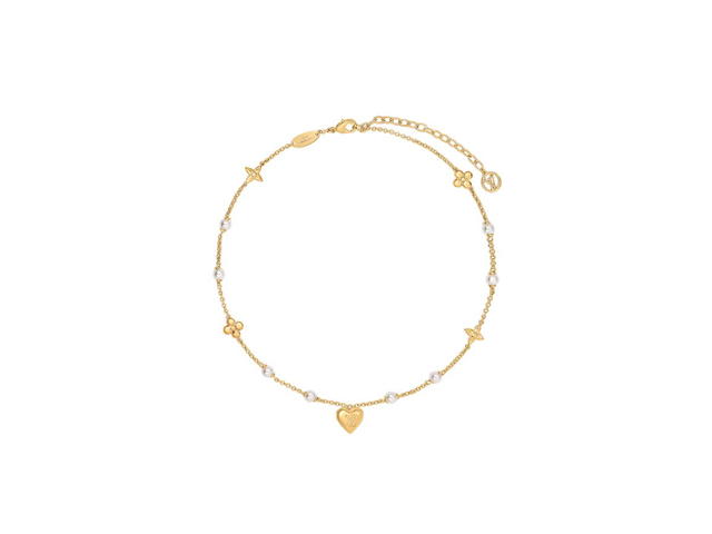 Louis Vuitton Louis Vuitton LV Heart Necklace In Gold-Tone Metal With Resin Pearls - view 1