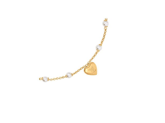 Louis Vuitton Louis Vuitton LV Heart Necklace In Gold-Tone Metal With Resin Pearls - view 2