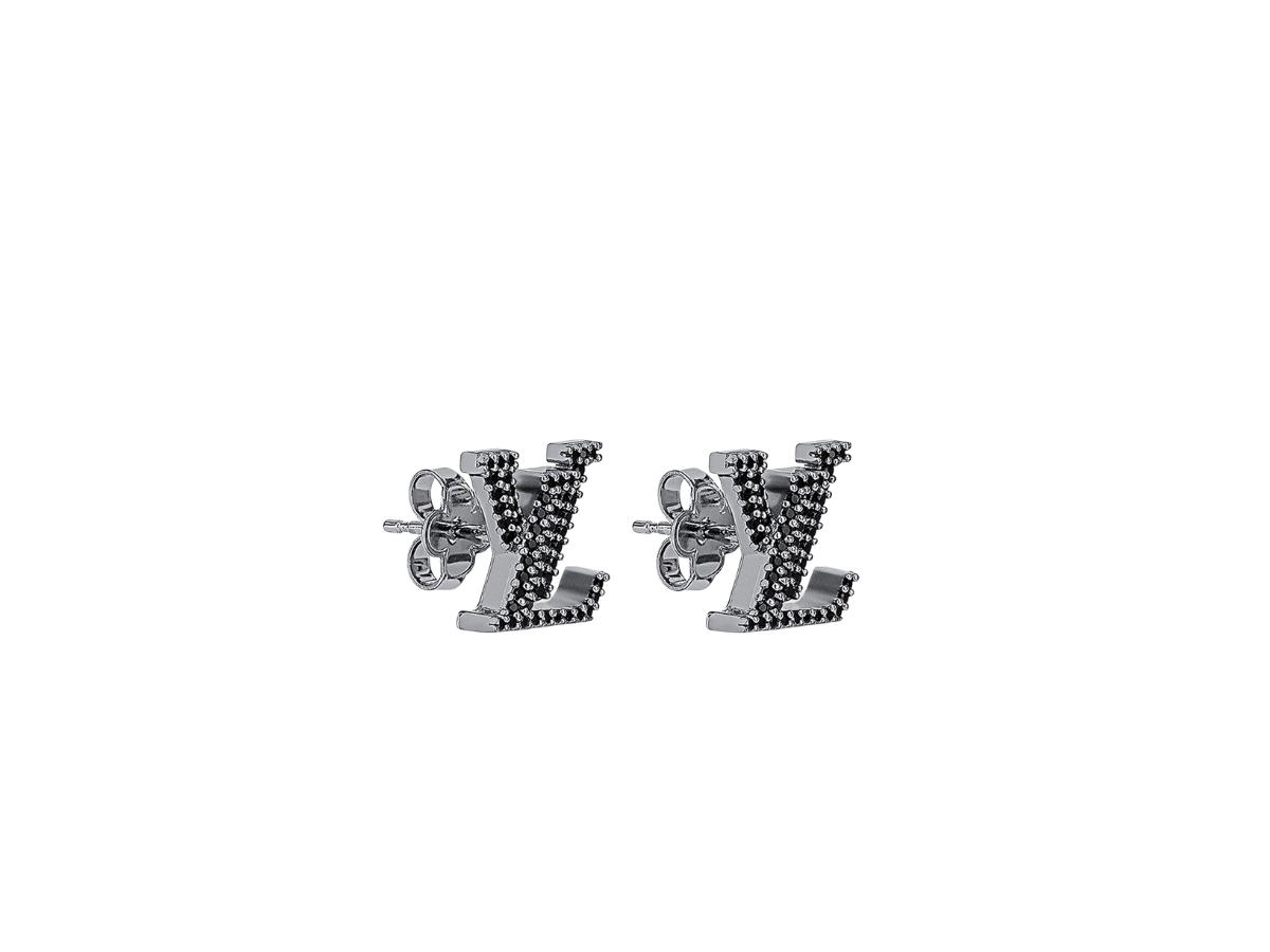 Louis Vuitton Louis Vuitton LV Iconic Earrings In Black Color Metal With Crystal Jet Black