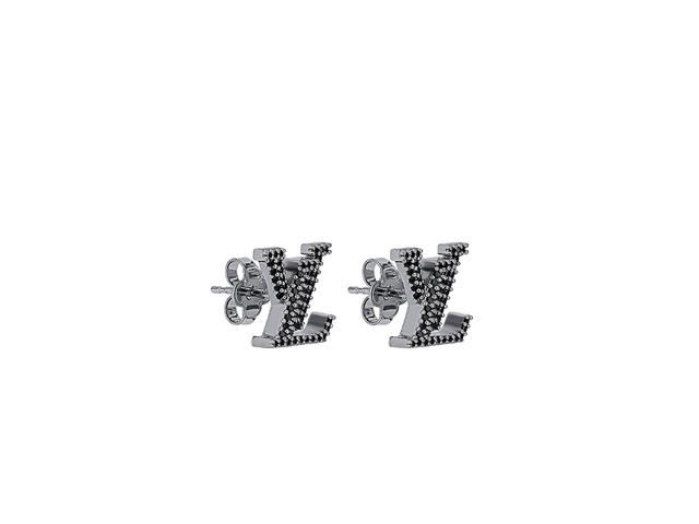Louis Vuitton Louis Vuitton LV Iconic Earrings In Black Color Metal With Crystal Jet Black - view 1