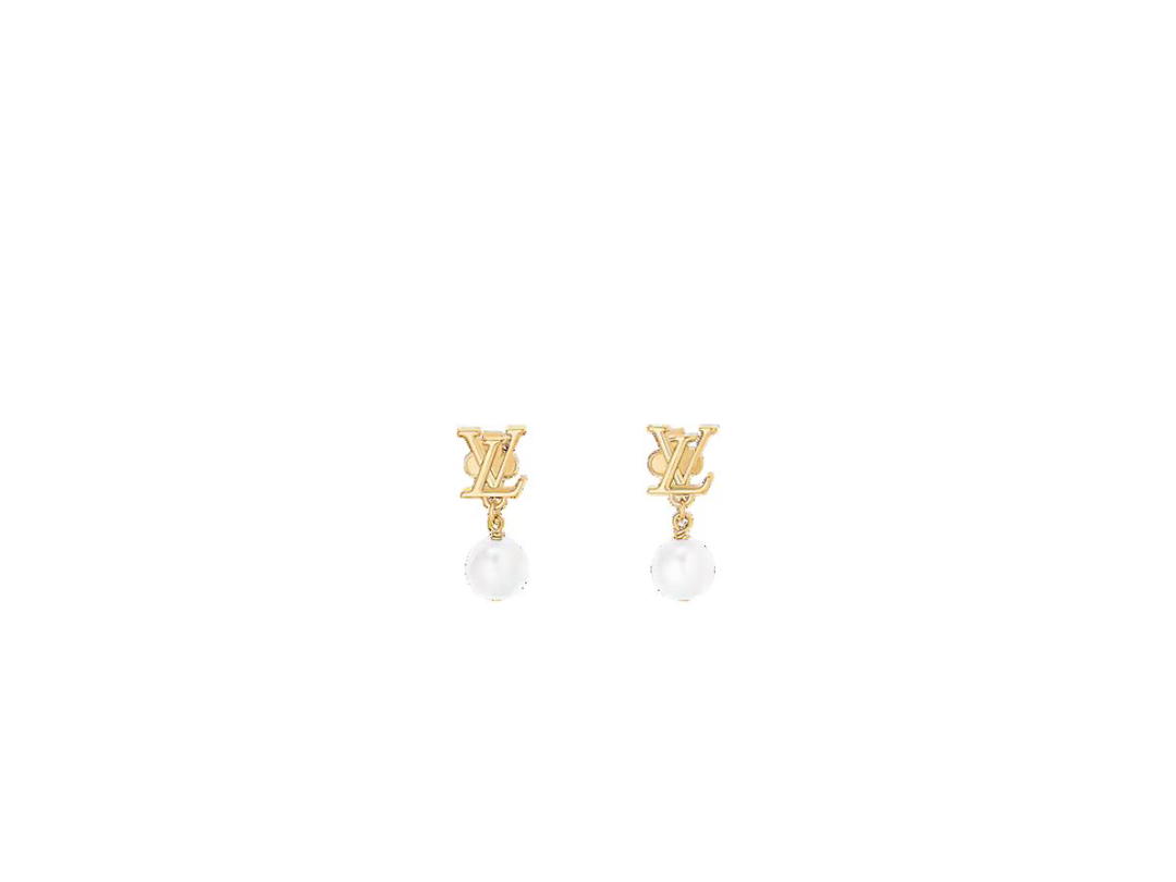 Louis Vuitton Louis Vuitton LV Iconic Louisa Earrings In Metal Gold-Color Finish With White Resin Pearls