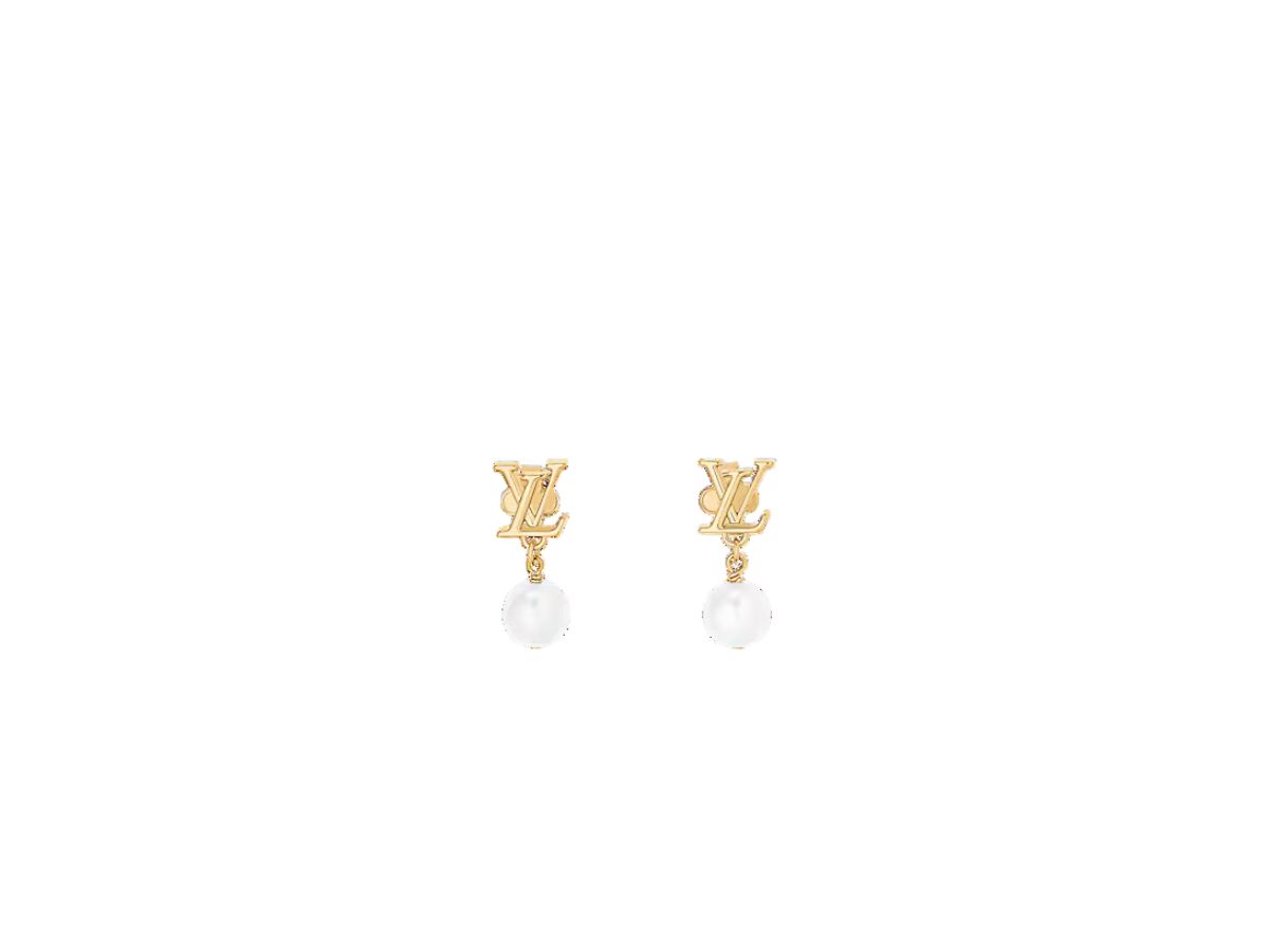 Louis Vuitton Louis Vuitton LV Iconic Louisa Earrings In Metal Gold-Color Finish With White Resin Pearls