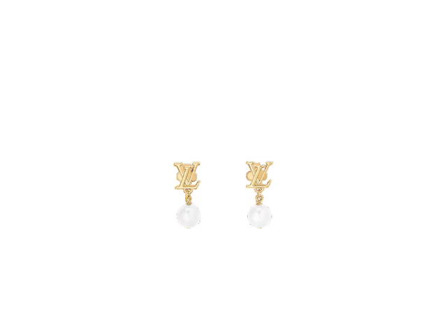 Louis Vuitton Louis Vuitton LV Iconic Louisa Earrings In Metal Gold-Color Finish With White Resin Pearls - view 1