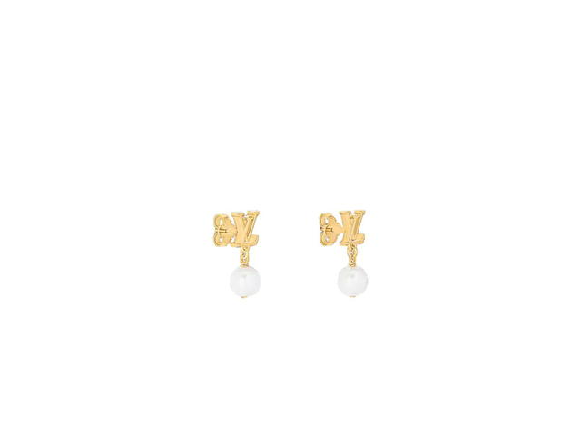 Louis Vuitton Louis Vuitton LV Iconic Louisa Earrings In Metal Gold-Color Finish With White Resin Pearls - view 2