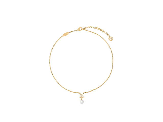Louis Vuitton Louis Vuitton LV Iconic Louisa Necklace In Gold-Finish Metal With White Resin Pearl - view 1