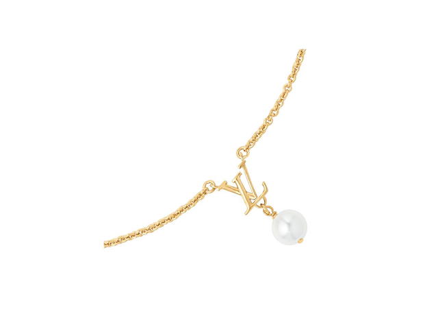 Louis Vuitton Louis Vuitton LV Iconic Louisa Necklace In Gold-Finish Metal With White Resin Pearl - view 2