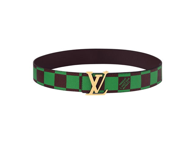 Louis Vuitton Louis Vuitton LV Initiales 40mm Reversible Belt In Damier Pop Coated Canvas With Gold-Color Hardware Green - view 1