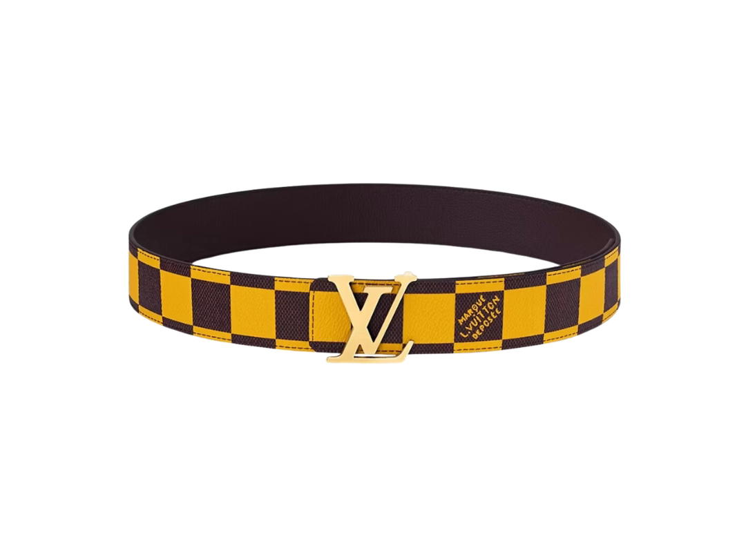 Louis Vuitton Louis Vuitton LV Initiales 40mm Reversible Belt In Damier Pop Coated Canvas With Gold-Color Hardware Jaune Mat