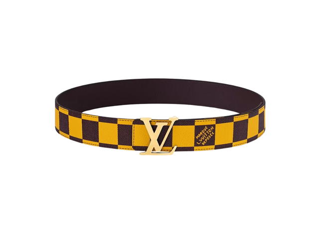 Louis Vuitton Louis Vuitton LV Initiales 40mm Reversible Belt In Damier Pop Coated Canvas With Gold-Color Hardware Jaune Mat - view 1