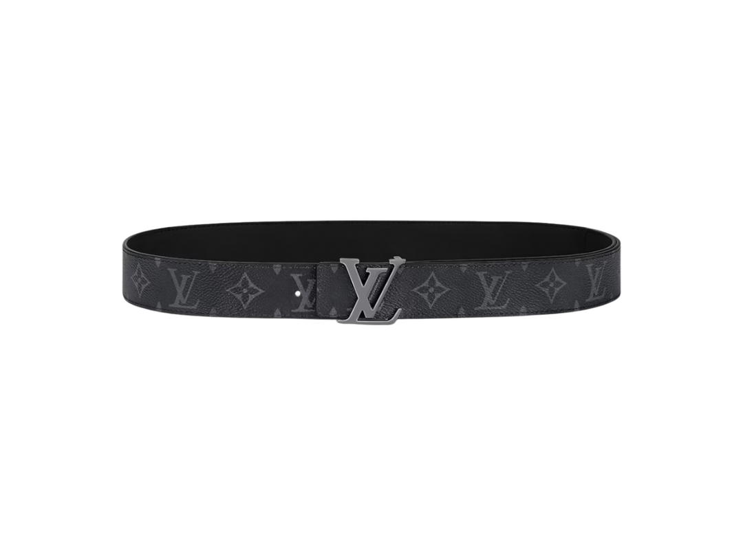 Louis Vuitton Louis Vuitton LV Initiales 35MM Reversible Belt In Monogram Eclipse Canvas With Ruthenium Finishing Hardware Black