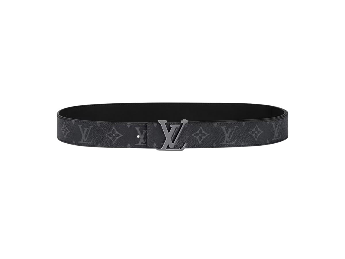 Louis Vuitton Louis Vuitton LV Initiales 35MM Reversible Belt In Monogram Eclipse Canvas With Ruthenium Finishing Hardware Black