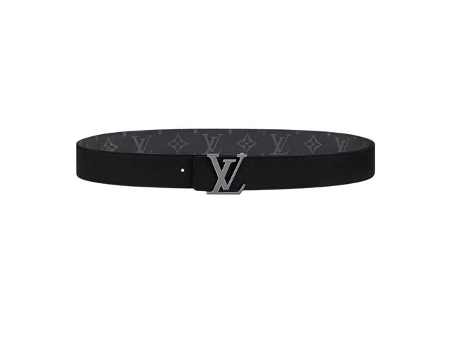 Louis Vuitton Louis Vuitton LV Initiales 35MM Reversible Belt In Monogram Eclipse Canvas With Ruthenium Finishing Hardware Black - view 2