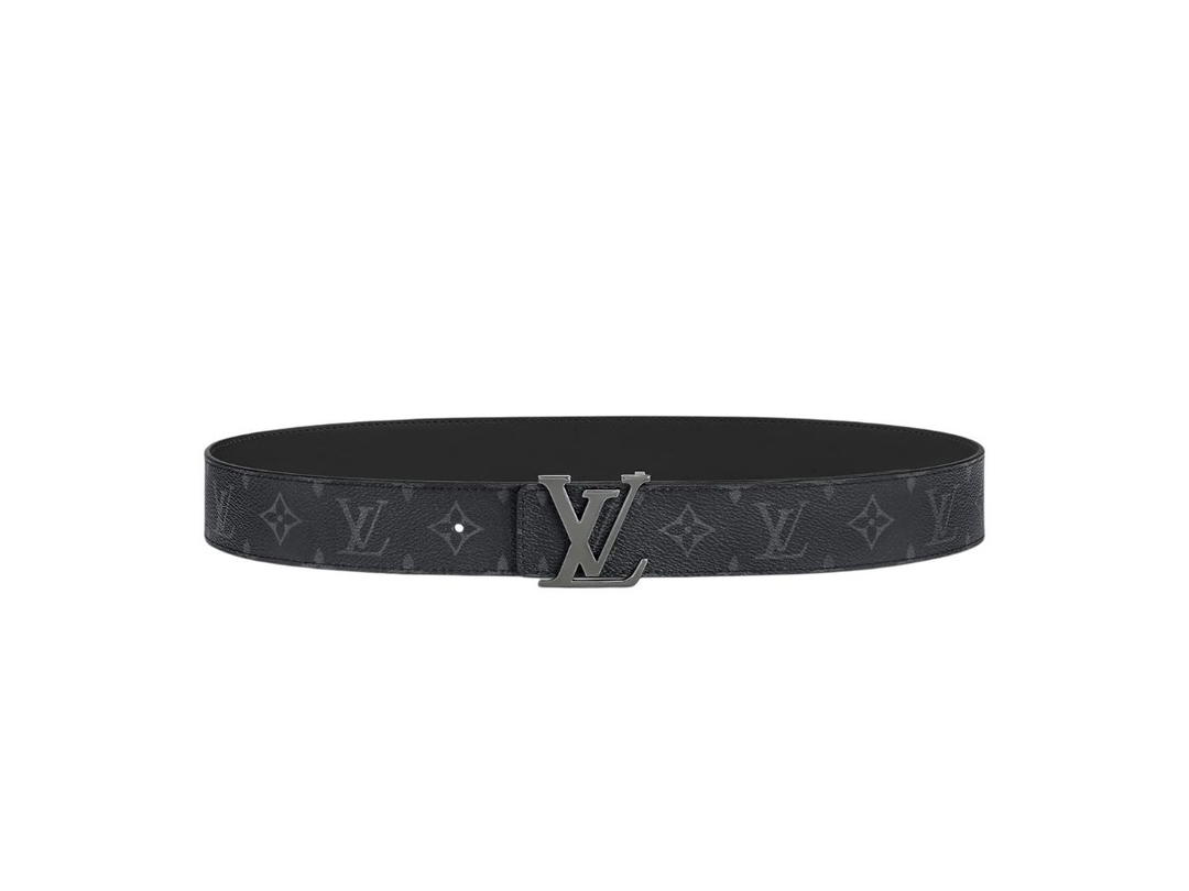 Louis Vuitton Louis Vuitton LV Initiales 40MM Reversible In Monogram Eclipse Canvas And Brass Buckle With Shiny Dark Ruthenium Finishing