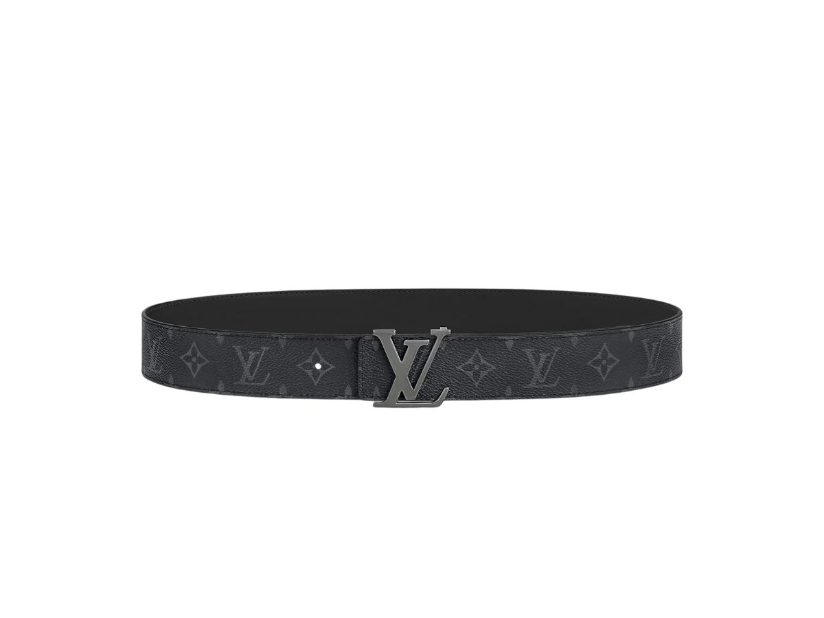 Louis Vuitton Louis Vuitton LV Initiales 40MM Reversible In Monogram Eclipse Canvas And Brass Buckle With Shiny Dark Ruthenium Finishing