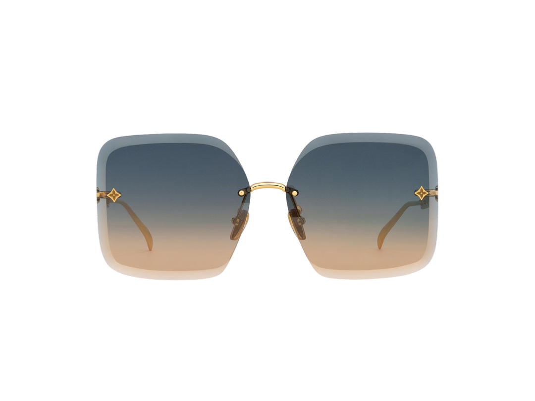 Louis Vuitton Louis Vuitton LV Jewel Square Sunglasses In Chain Signature-Gold-Toned Hardware Frame With Gradient Blue-Orange Lenses