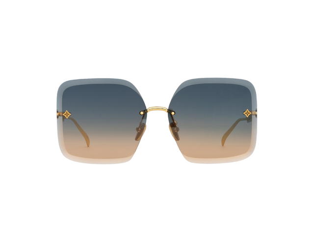 Louis Vuitton Louis Vuitton LV Jewel Square Sunglasses In Chain Signature-Gold-Toned Hardware Frame With Gradient Blue-Orange Lenses - view 1