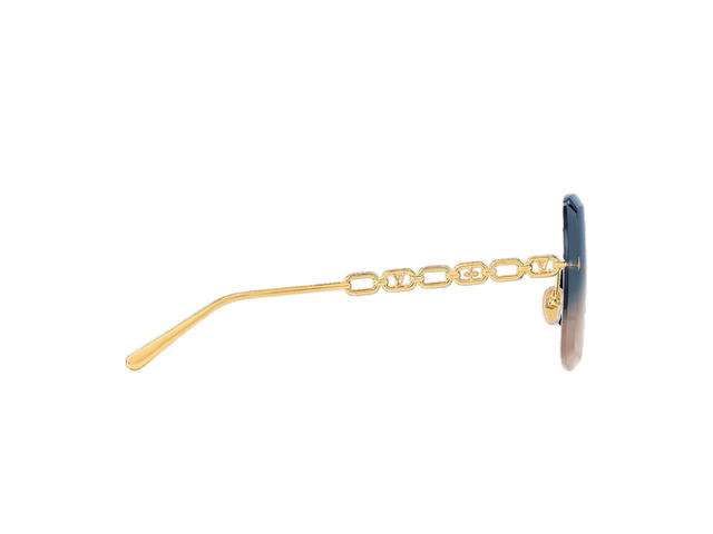 Louis Vuitton Louis Vuitton LV Jewel Square Sunglasses In Chain Signature-Gold-Toned Hardware Frame With Gradient Blue-Orange Lenses - view 3