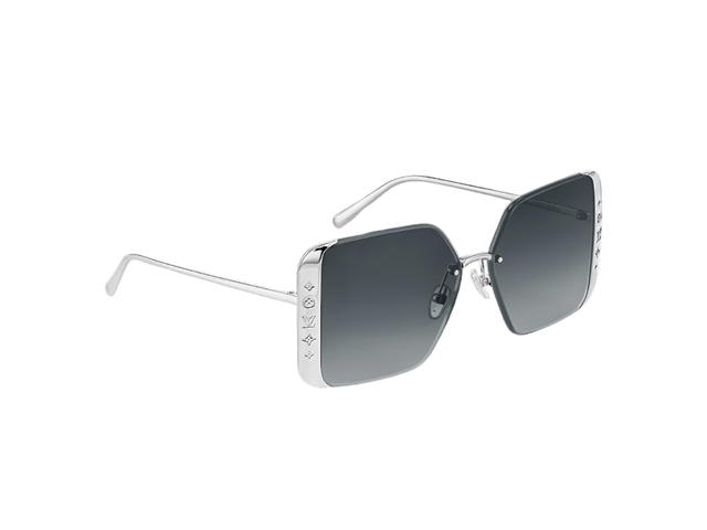 Louis Vuitton Louis Vuitton LV Moon Metal Square Sunglasses In Silver Metal Frame-LV Initials-Flowers With Gradient Lenses - view 2