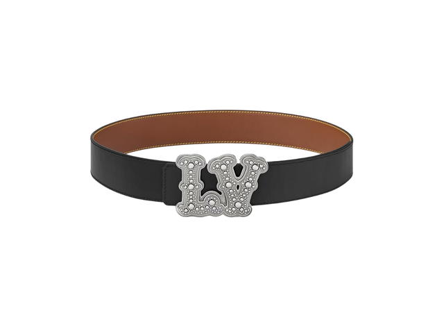 Louis Vuitton Louis Vuitton LV Ranch Studs 40mm Reversible Belt In Calf Leather With Silver-Colour Finish Hardware Black - view 1