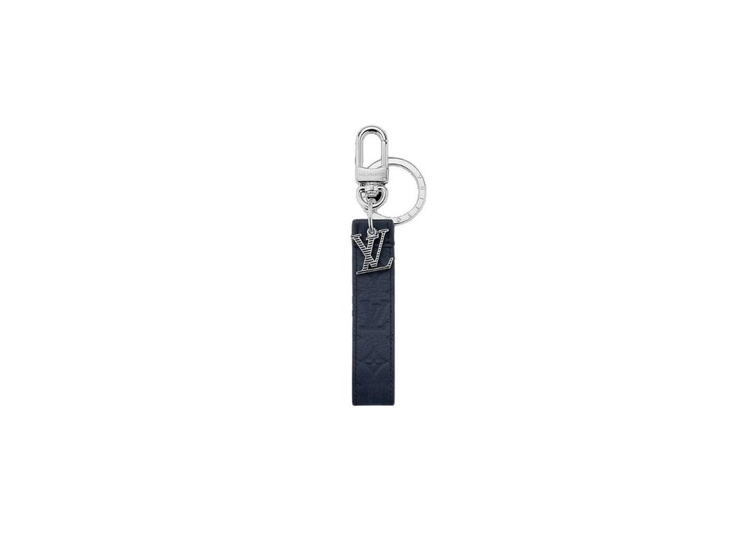 Louis Vuitton Louis Vuitton LV Shadow Dragonne Key Holder And Bag Charm In Embossed Leather With Palladium Finish Metal Hardware Navy