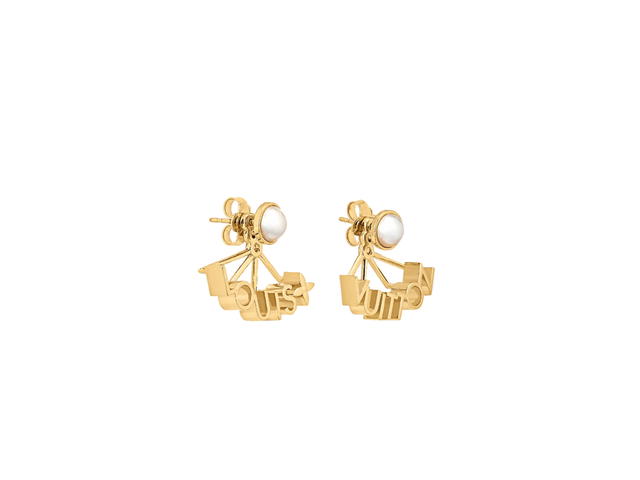 Louis Vuitton Louis Vuitton LV Spelling Earrings In Brass And Crystal With Monogram Flower - view 1