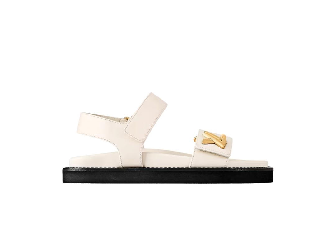 Louis Vuitton Louis Vuitton LV Sunset Flat Comfort Sandals Lambskin Leather Ivory White (W)