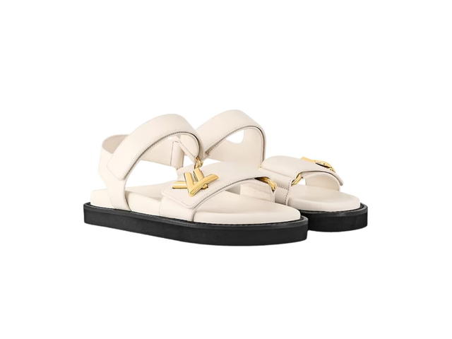 Louis Vuitton Louis Vuitton LV Sunset Flat Comfort Sandals Lambskin Leather Ivory White (W) - view 2