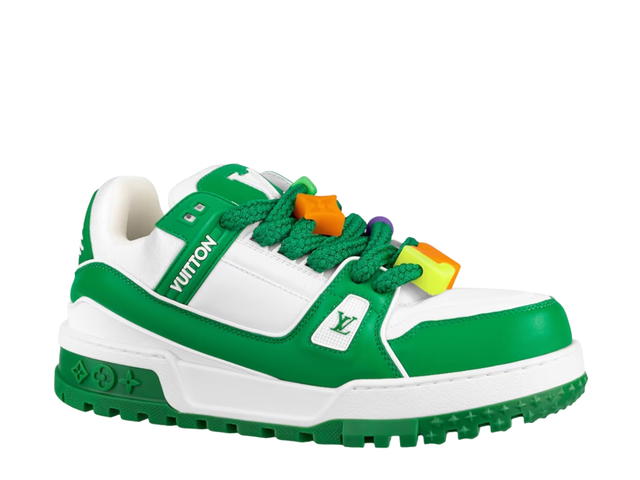 Louis Vuitton Louis Vuitton LV Trainer Maxi Sneaker In Monogram Flowers Rubber Outsole With LV Initials Green - view 1