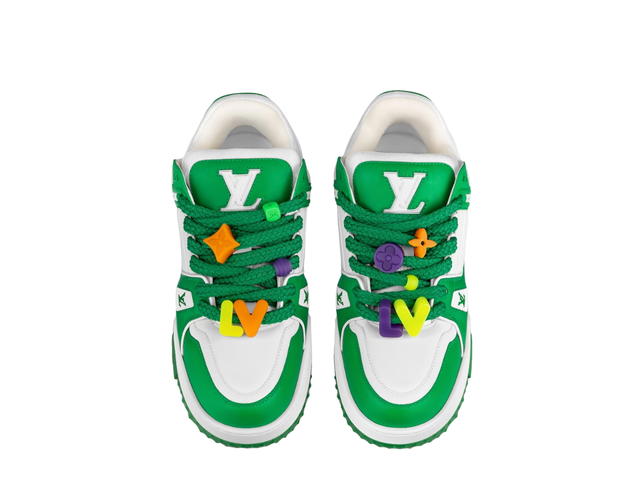 Louis Vuitton Louis Vuitton LV Trainer Maxi Sneaker In Monogram Flowers Rubber Outsole With LV Initials Green - view 3