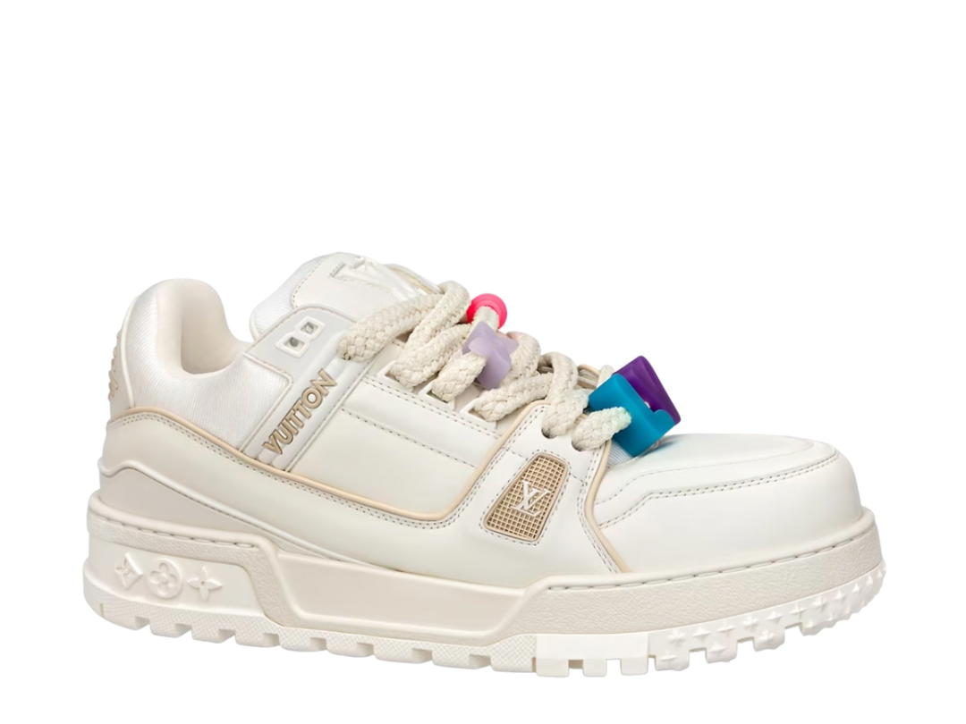 Louis Vuitton Louis Vuitton LV Trainer Maxi Sneaker In Monogram Flowers Rubber Outsole With LV Initials White
