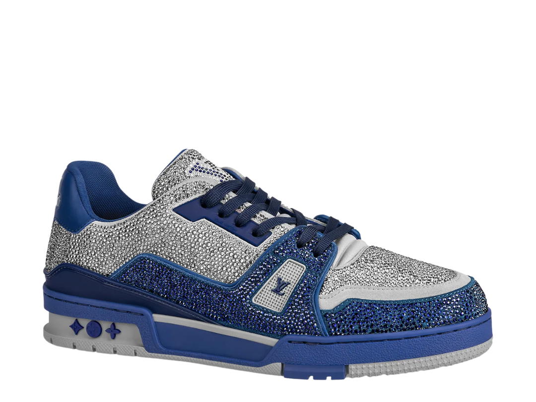 Louis Vuitton Louis Vuitton LV Trainer Sneaker Crystal Strass LV Printed In Navy Blue