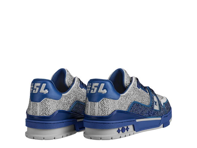 Louis Vuitton Louis Vuitton LV Trainer Sneaker Crystal Strass LV Printed In Navy Blue - view 2
