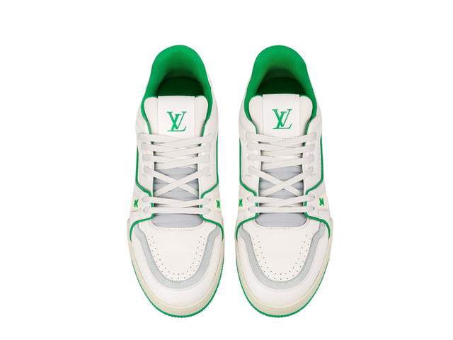 Louis Vuitton Louis Vuitton LV Trainer Sneaker In Grained Calf Leather With LV Initials Green - view 3