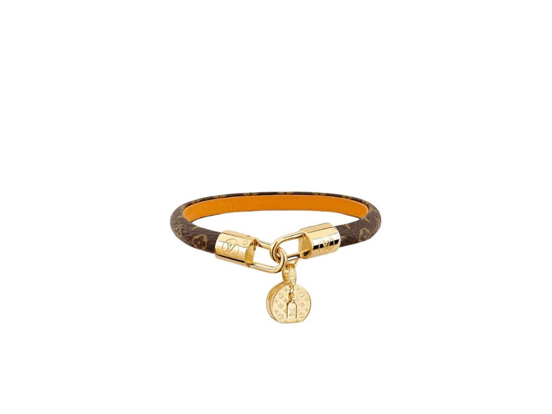 Louis Vuitton Louis Vuitton LV Tribute Charm Bracelet In Monogram Canvas With Metal Gold-Colour Finish