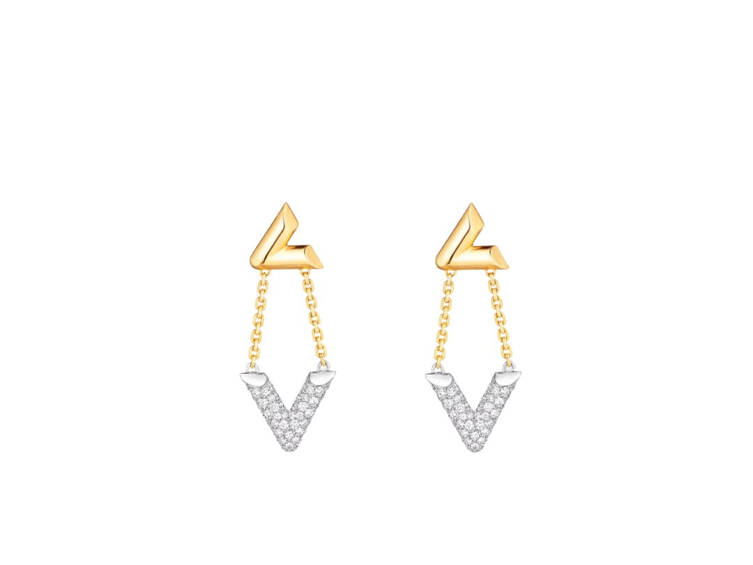 Louis Vuitton Louis Vuitton LV Volt Upside Down Earrings In Yellow Gold White Gold And Diamonds