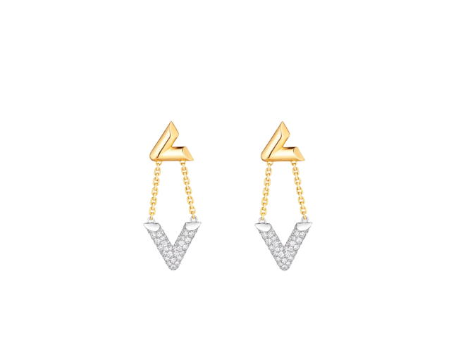 Louis Vuitton Louis Vuitton LV Volt Upside Down Earrings In Yellow Gold White Gold And Diamonds - view 1