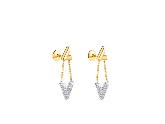 Louis Vuitton Louis Vuitton LV Volt Upside Down Earrings In Yellow Gold White Gold And Diamonds - view 2