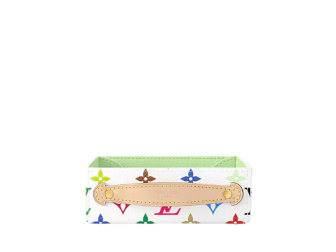 Louis Vuitton Louis Vuitton x Takashi Murakami George Monogram Multicolor Desk Tray Pm In Natural Cowhide Leather And Monogram Multicolor Coated Canvas With Gold Hardware White