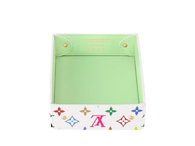 Louis Vuitton Louis Vuitton x Takashi Murakami George Monogram Multicolor Desk Tray Pm In Natural Cowhide Leather And Monogram Multicolor Coated Canvas With Gold Hardware White - view 2