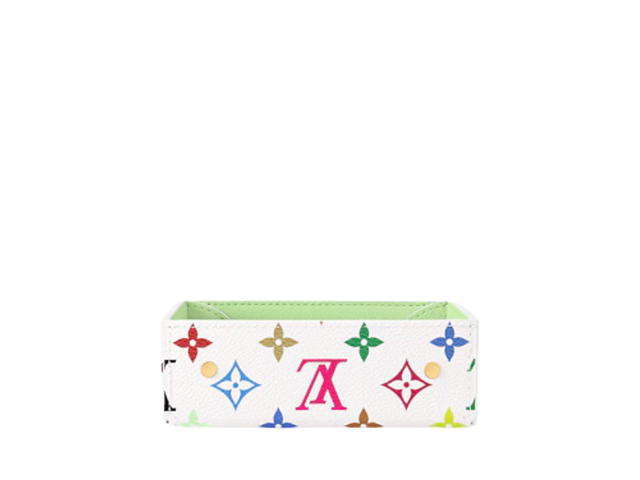 Louis Vuitton Louis Vuitton x Takashi Murakami George Monogram Multicolor Desk Tray Pm In Natural Cowhide Leather And Monogram Multicolor Coated Canvas With Gold Hardware White - view 3