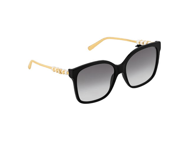 Louis Vuitton Louis Vuitton Minigram Pearl Square Sunglasses In Black Acetate-Gold Metal Frame-LV Wiith Gradient Black Lenses - view 2