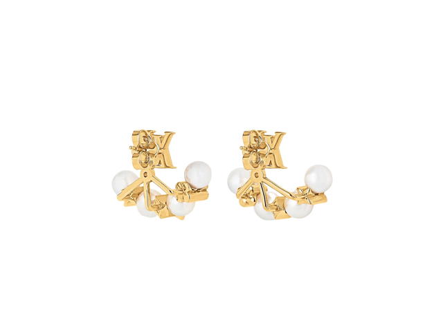 Louis Vuitton Louis Vuitton Minigram Pearls Earrings In Gold-Color Finish Metal With Monogram Flower-Pearl Pendants - view 2